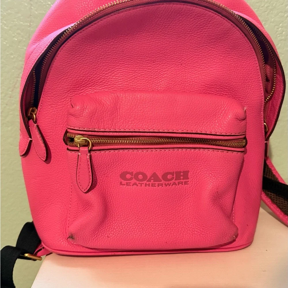Coach Vibrant Pink Leather Backpack - Picture 9 of 11